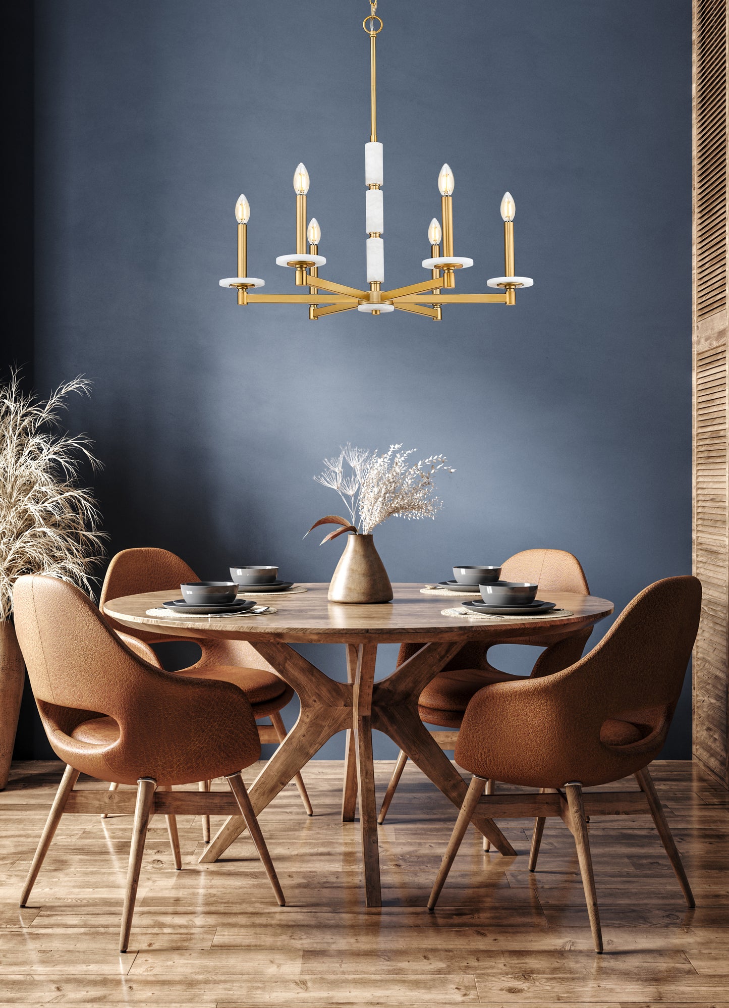 3045-6MGLD - Kaden 6 Light 28" Chandelier - Modern Gold