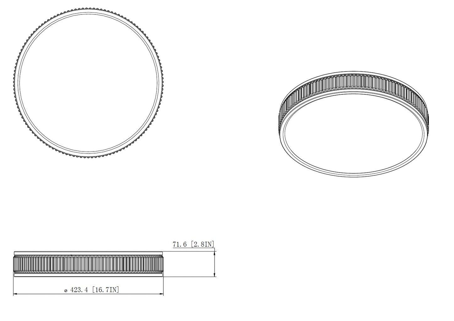 1013F16-MGLD-LED - Stari 1 Light Flush 17" Mount - Modern Gold