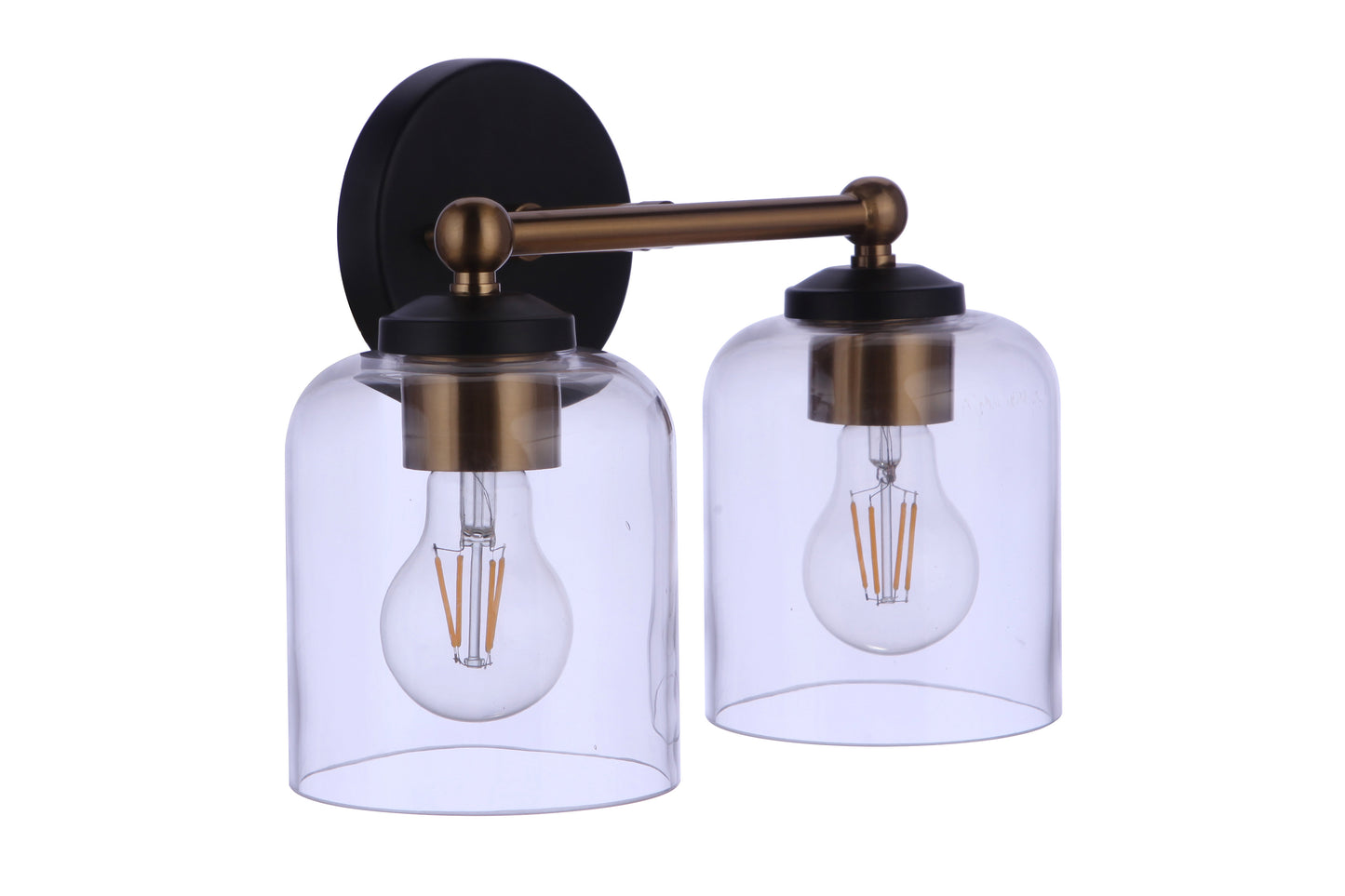 18712FBSB2 - Coppa 2 Light 11.5" Wide Vanity Light - Flat Black / Satin Brass