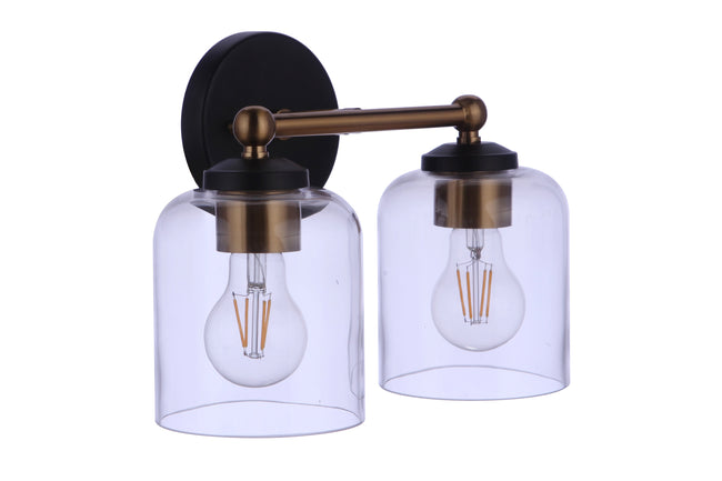 18712FBSB2 - Coppa 2 Light 11.5" Wide Vanity Light - Flat Black / Satin Brass
