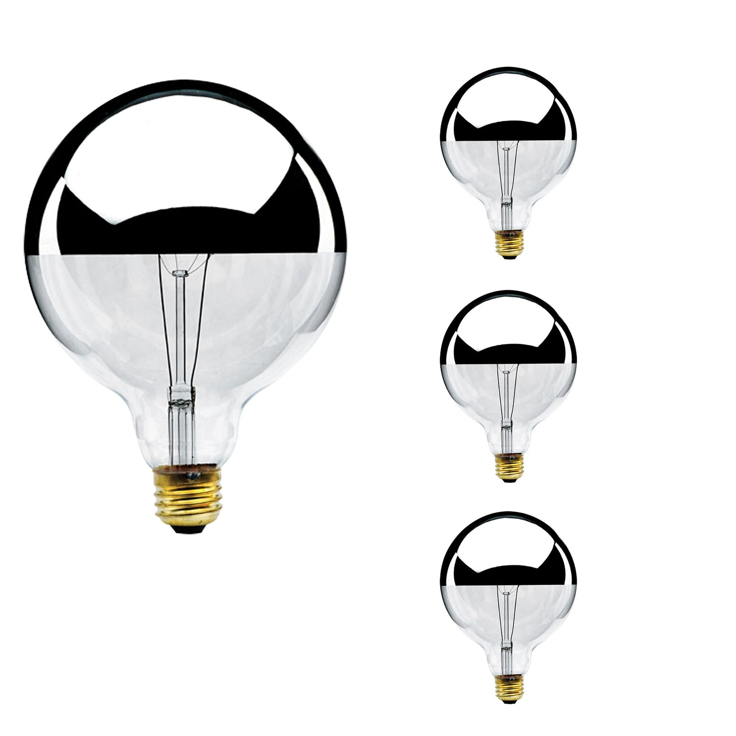 712351 - Dimmable Half Chrome G40 Incandescent Light Bulb - 100 Watt - 2700K - 4 Pack