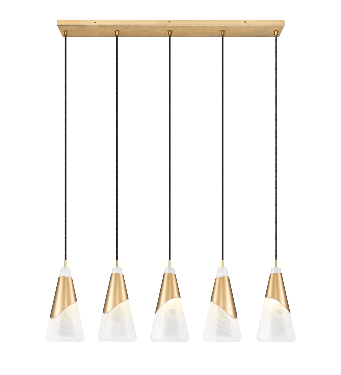 828P7-5L-MGLD - Aimie 5 Light Linear 42" Chandelier - Modern Gold