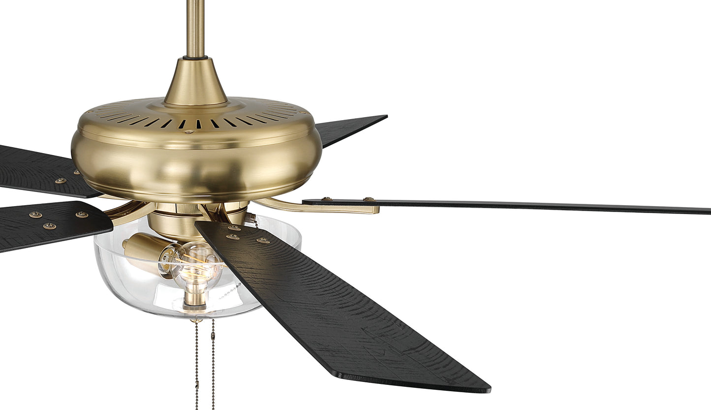 ECF201SB5-BWNFB - EOS 2 Light Clear Bowl 52" Ceiling Fan 52" 5 Blade Ceiling Fan with Light Kit - Satin Brass