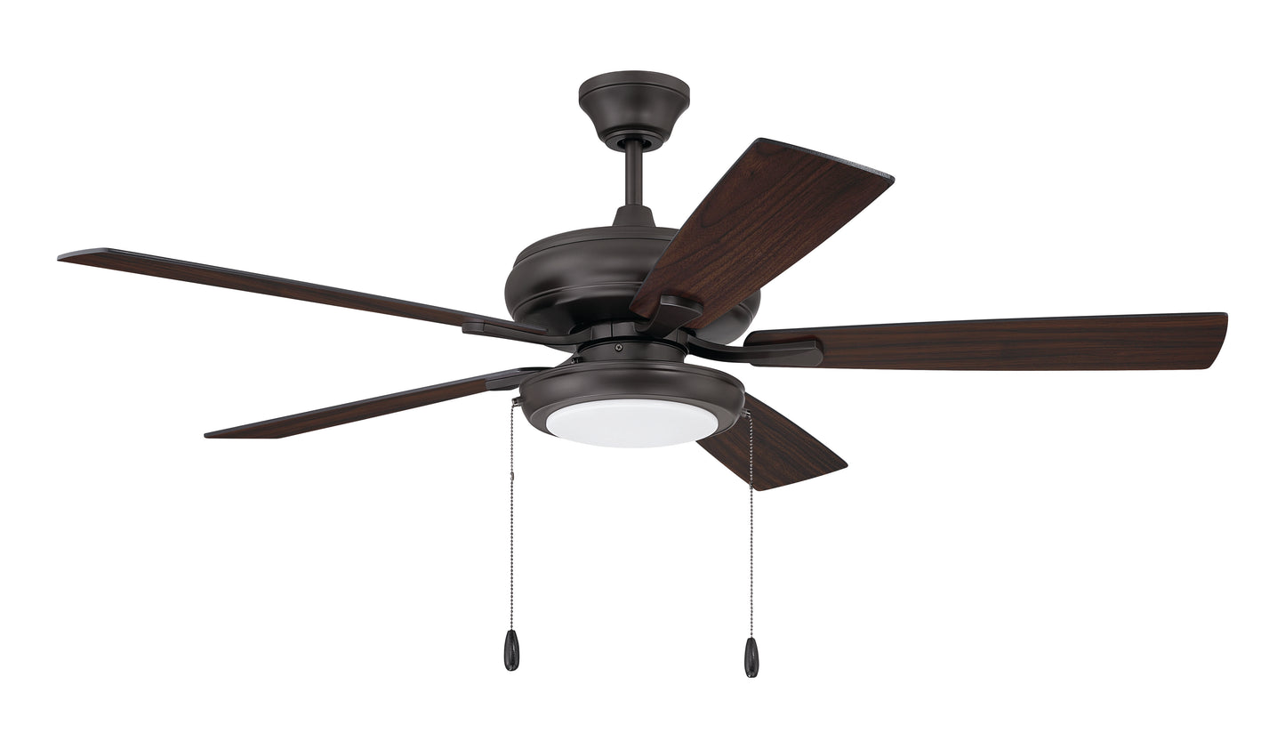 ECF119CBZ5-CBZWLN - EOS Low Profile 1 bulb Frosted White 52" Ceiling Fan 52" 5 Blade Ceiling Fan with Light Kit - Classic Bronze