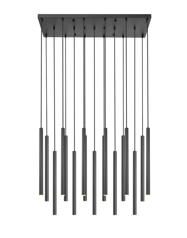 919MP24-17L-MB-LED - Forest 17 Light Linear 42" Chandelier - Matte Black