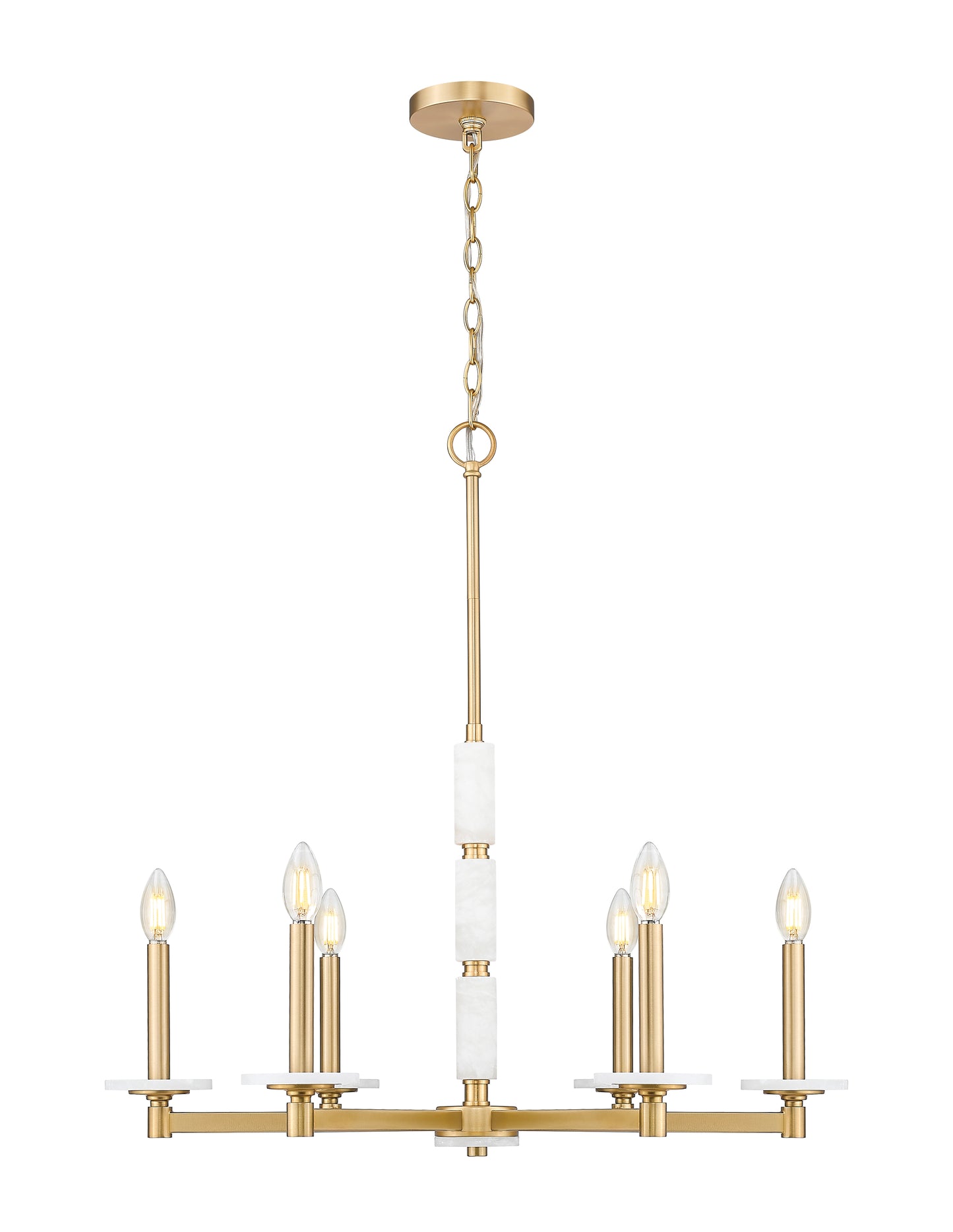 3045-6MGLD - Kaden 6 Light 28" Chandelier - Modern Gold