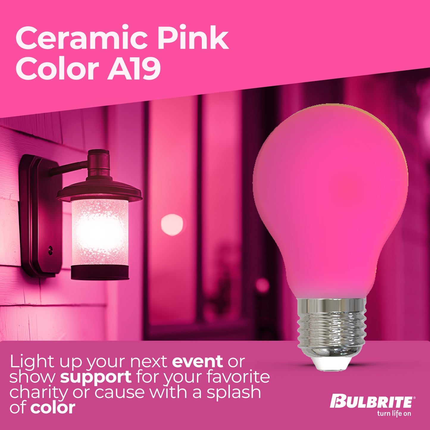 776110 - Filaments Dimmable Ceramic Pink A19 LED Light Bulb - 4.5 Watt - 10 Pack