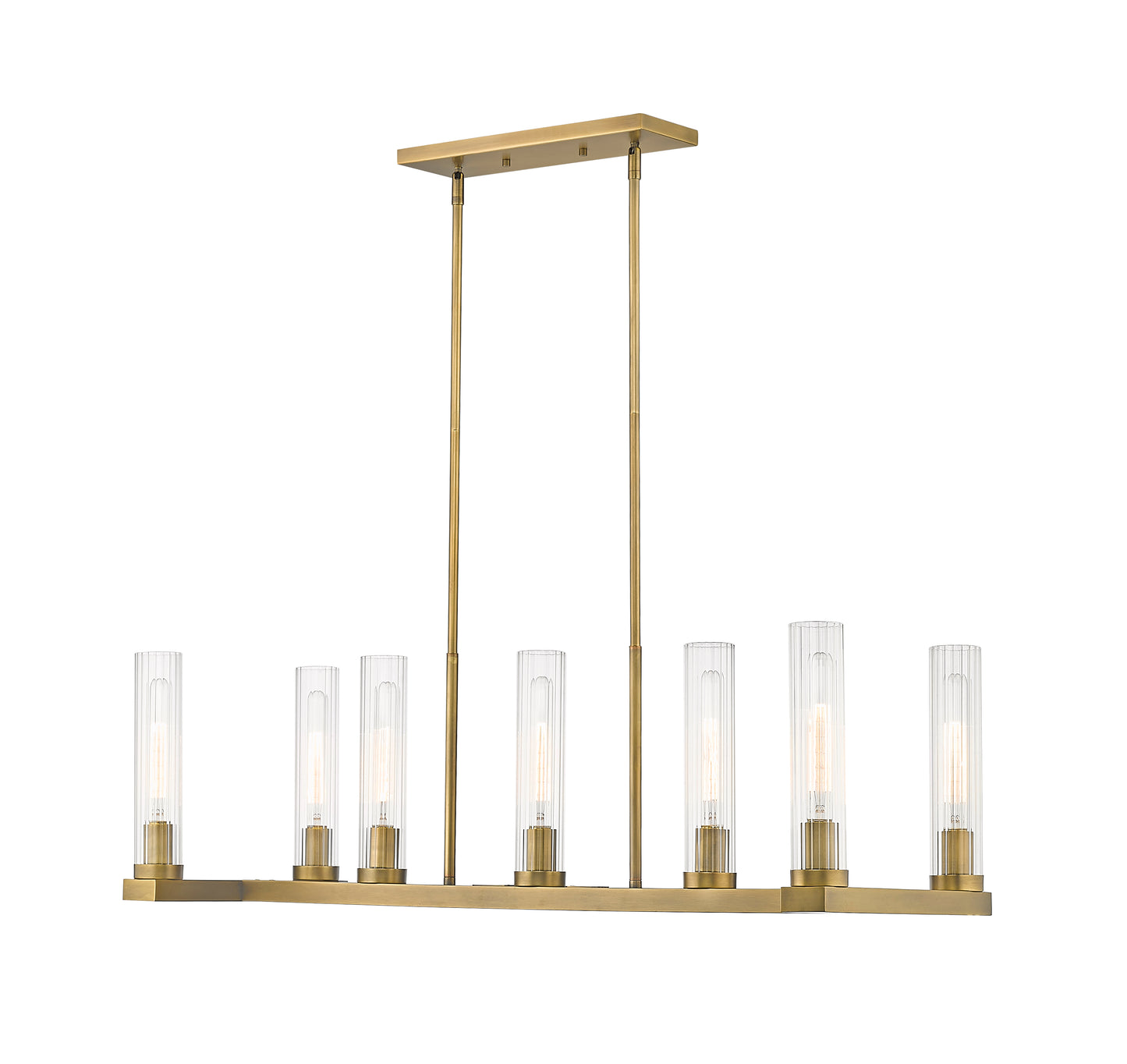 3031-7L-RB - Beau 7 Light Linear 44" Chandelier - Rubbed Brass