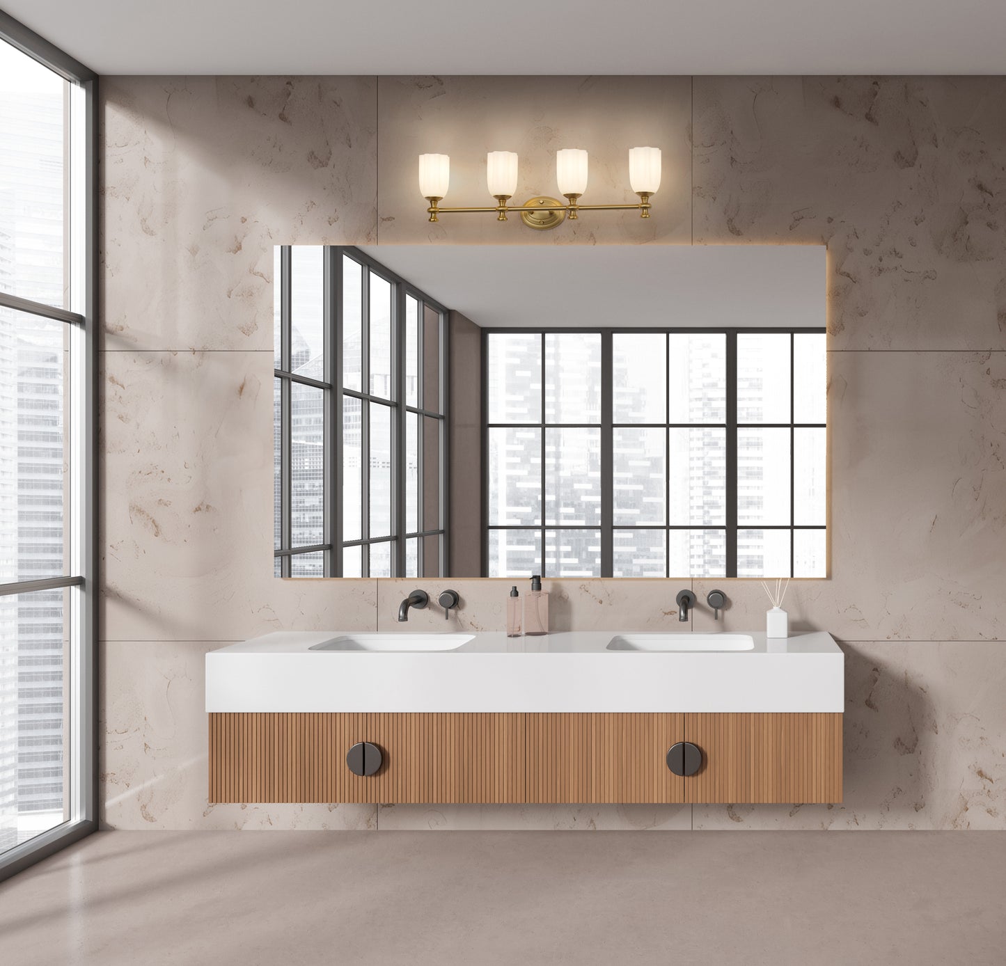 1102-4V-MGLD - Orion 4 Light 31" Vanity - Modern Gold