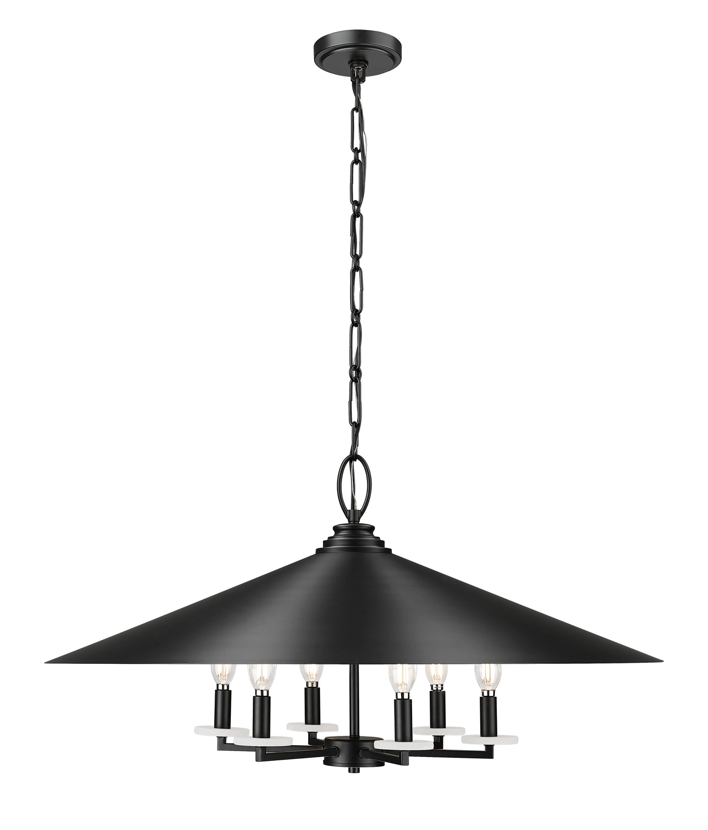 1953-32MB - Rialto 6 Light 32" Pendant - Matte Black