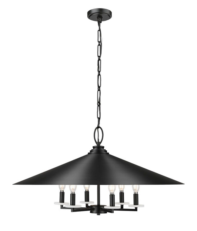 1953-32MB - Rialto 6 Light 32" Pendant - Matte Black