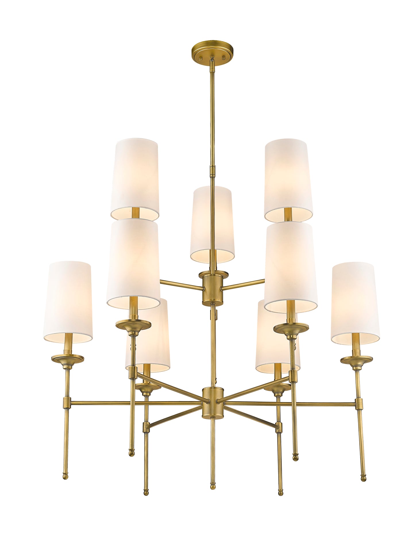 3033-9RB - Emily 9 Light 38" Chandelier - Rubbed Brass