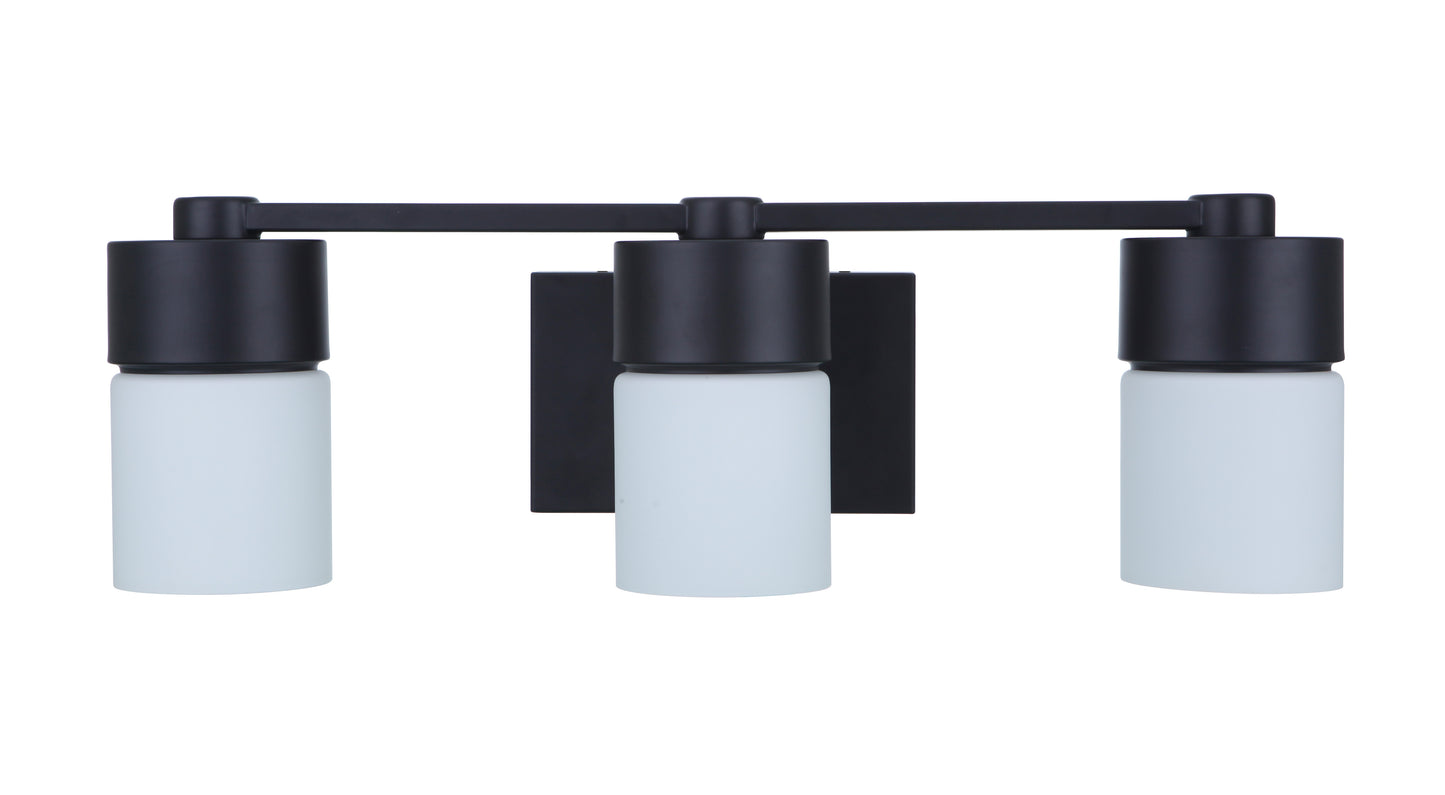 12322FB3 - District 3 Light 22" Wide Vanity Light - Flat Black