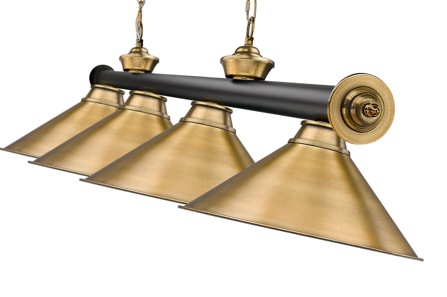2306-4MB-RB-RB15 - Cordon 4 Light 81" Billiard - Matte Black / Rubbed Brass