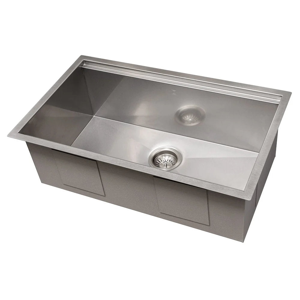 SLS-33 - 33" Garmisch Undermount Single Bowl Stainless Steel Kitchen Sink with Bottom Grid and Accessories