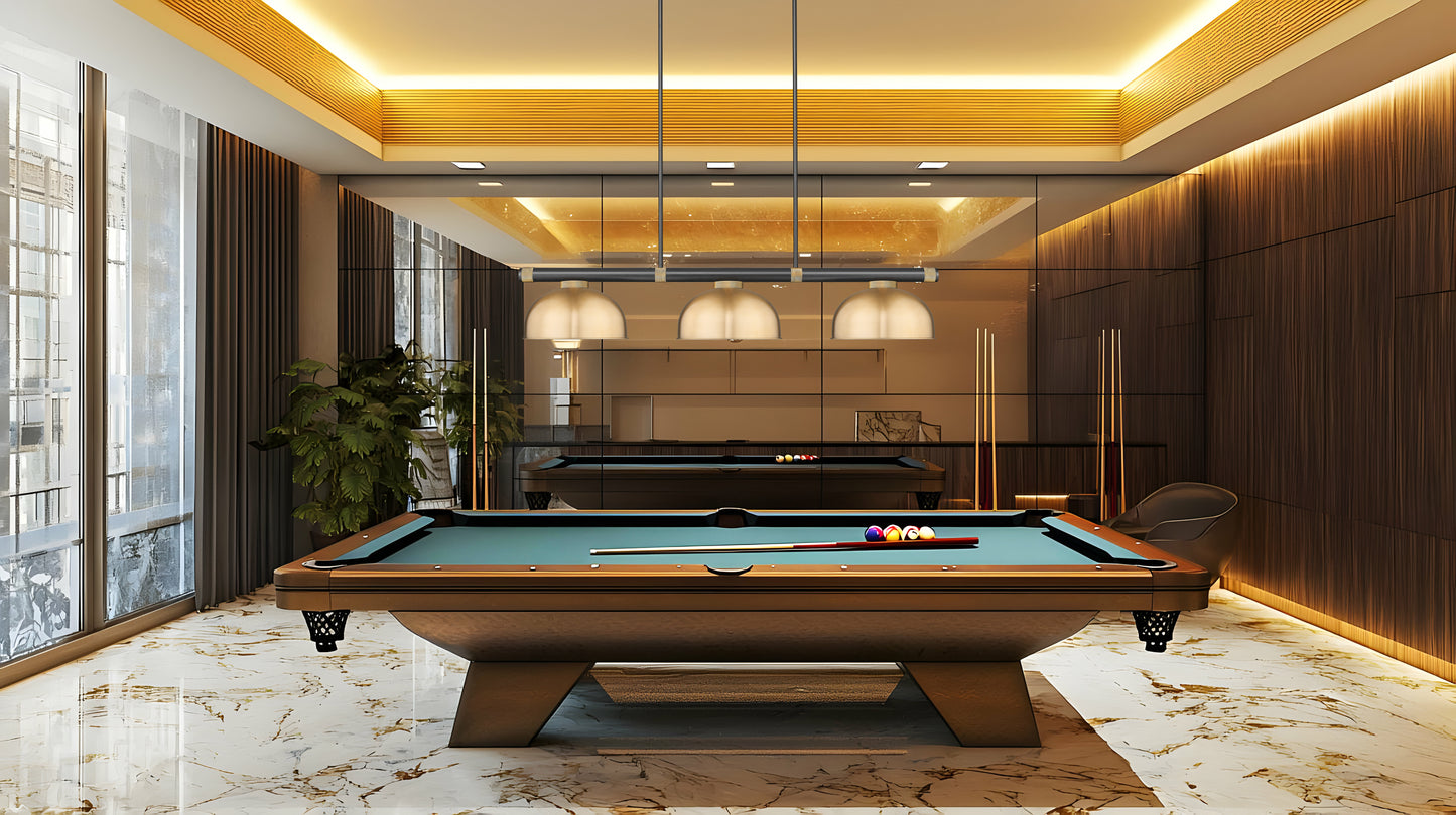 3050-3MB-RB-D13HBR - Vanguard 3 Light 58" Billiard - Matte Black / Rubbed Brass