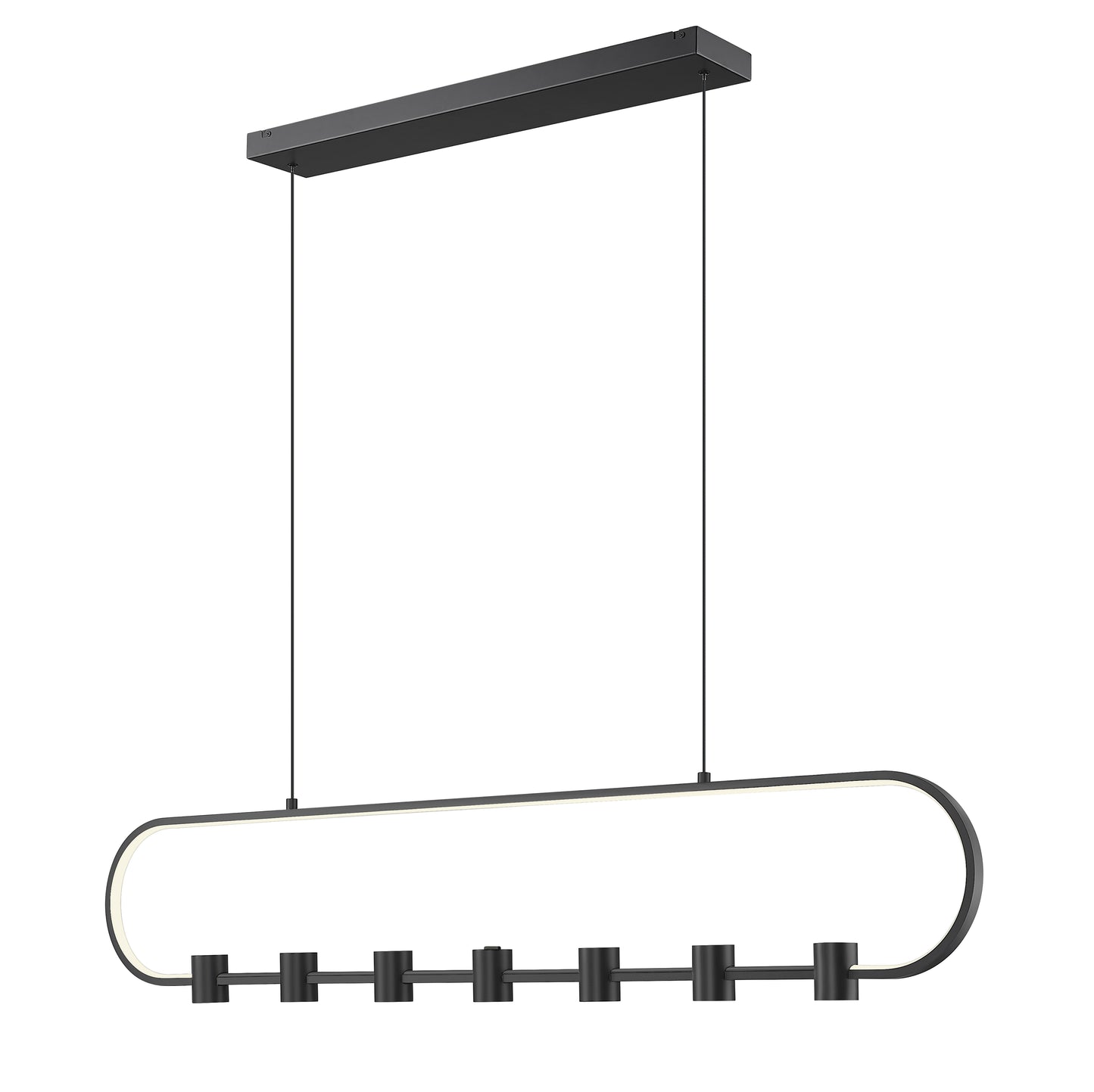 4101-54L-MB-LED - Saros 7 Light Linear 54" Chandelier - Matte Black