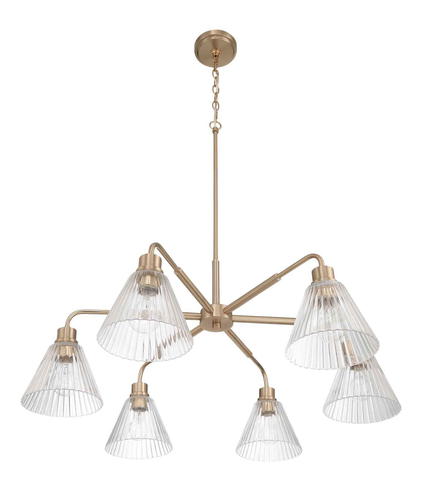 61126-CPZ - Pleated 6 Light 35" Wide Chandelier - Premium Bronze