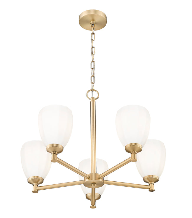 7004-5MGLD - Oren 5 Light 25" Chandelier - Modern Gold