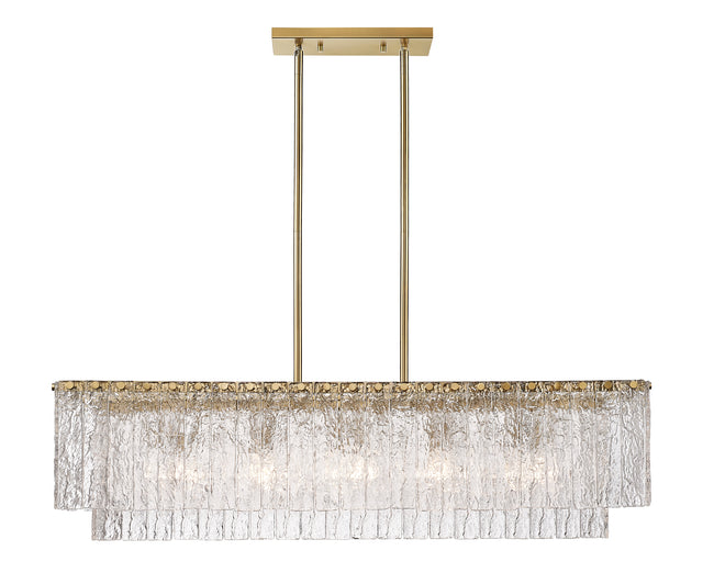 1943-42L-MGLD - Glacier 5 Light Linear 43" Chandelier - Modern Gold