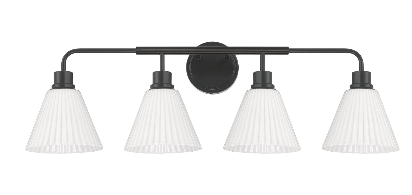 62304-FB - Pleated II 4 Light 34" Wide Vanity Light - Flat Black