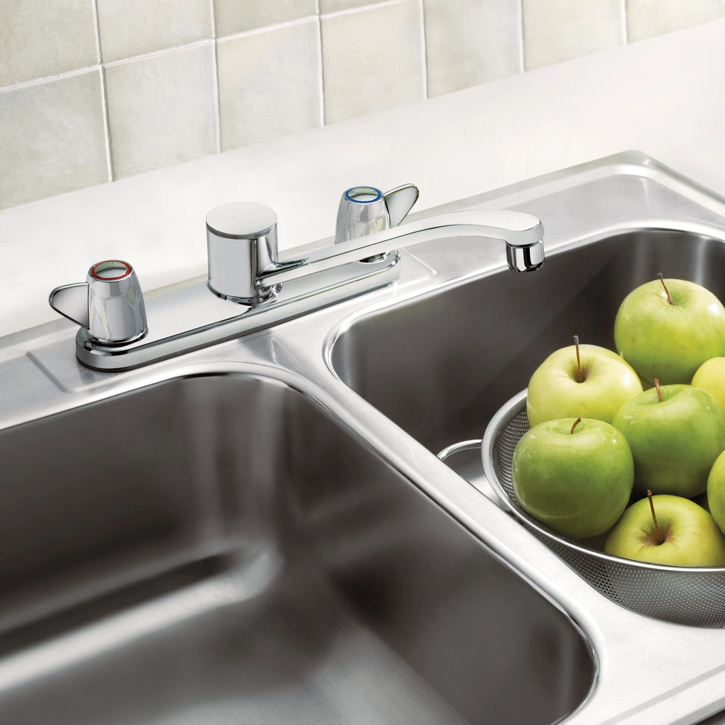 CA40611 - Cornerstone Double Handle Deck Mounted Kitchen Faucet in Chrome