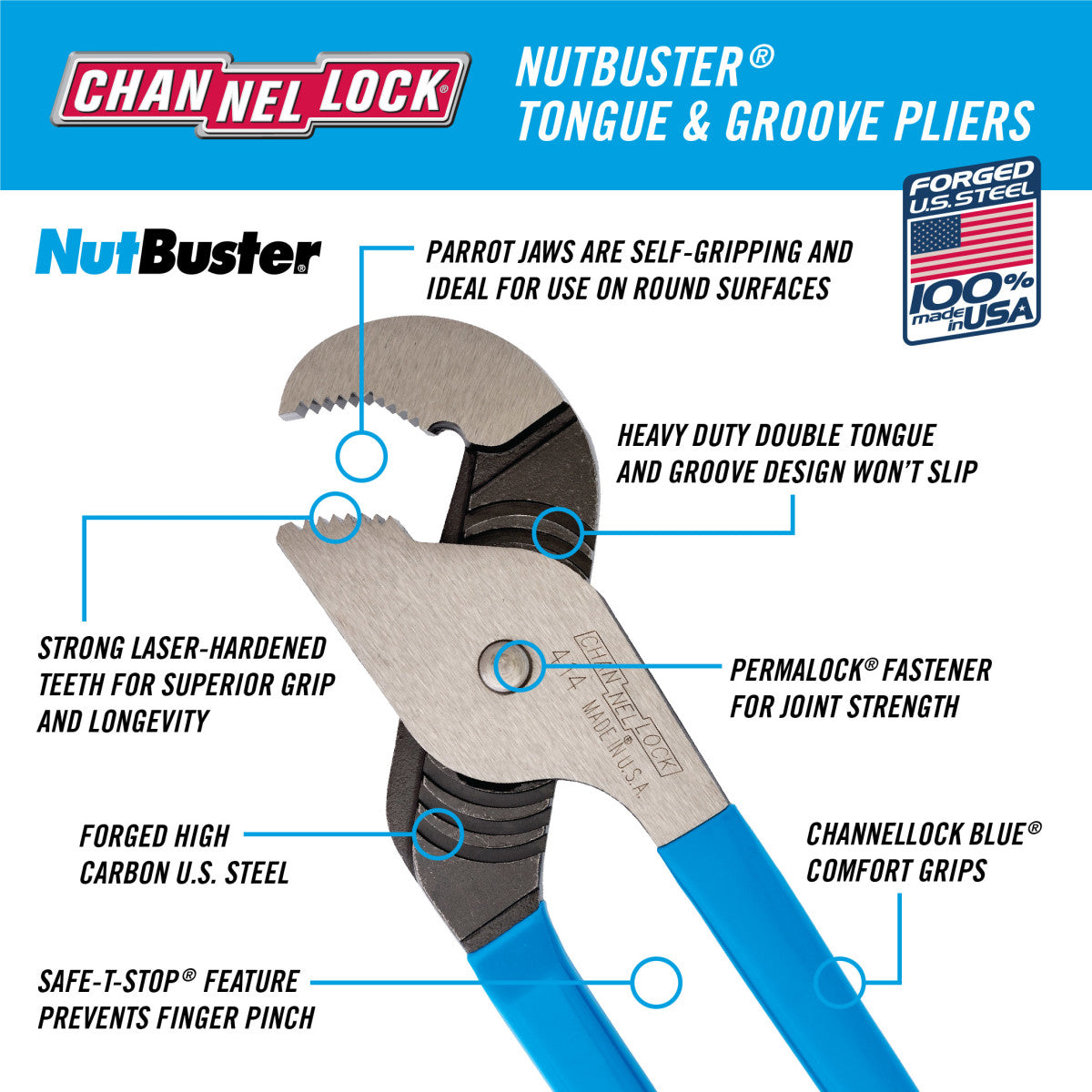 414 - 13.5" Nutbuster Parrot Nose Tongue & Groove Pliers