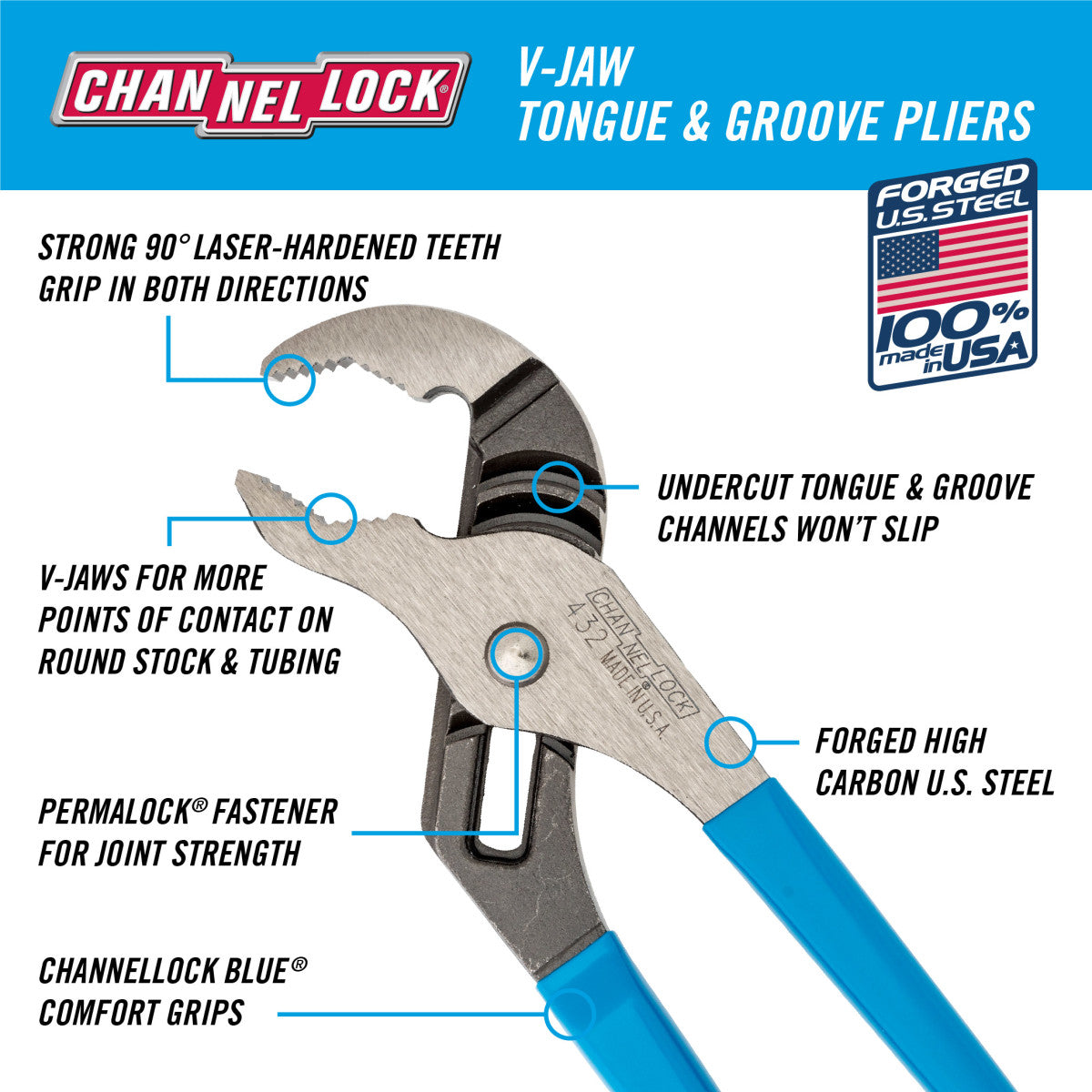432 - 10" V-Jaw Tongue & Groove Pliers