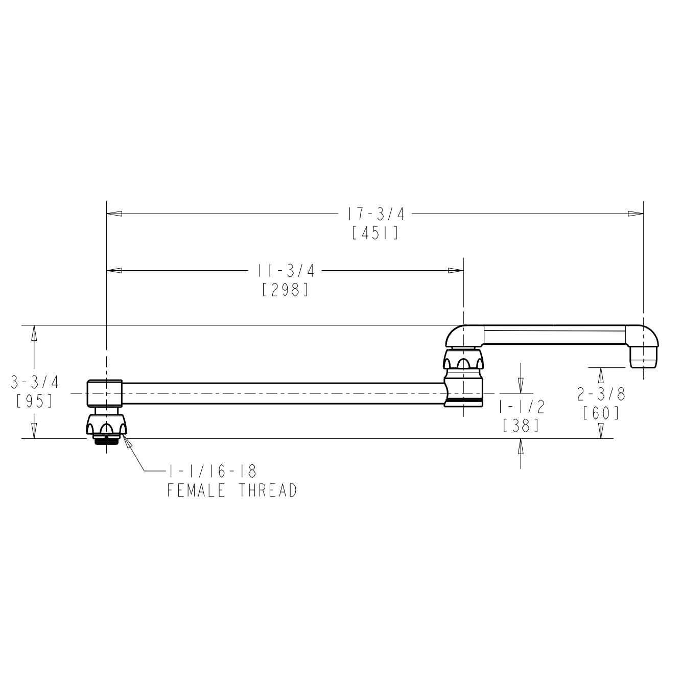 DJ18JKABCP - 18" Double-Jointed Swing Spout