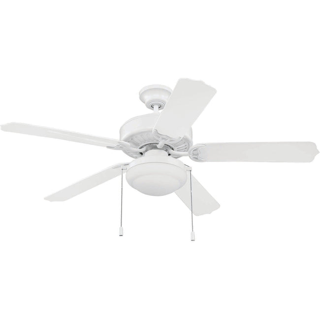END52WW5PC1 - Enduro Plastic 52" 5 Blade Indoor / Outdoor Ceiling Fan with Light Kit - Pull Chain -
