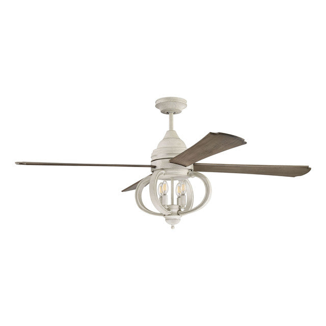 AUG60CW4 - Augusta 60" 4 Blade Ceiling Fan with Light Kit - Remote & Wall Control - Cottage White