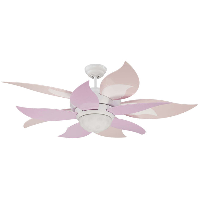 BL52W10-PNK - Bloom 52" 10 Blade Ceiling Fan with Light Kit - Remote & Wall Control - White