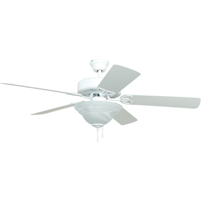 BLD52MWW5C1 - Builder Deluxe 52" 5 Blade Ceiling Fan with Light Kit - Pull Chain - Matte White