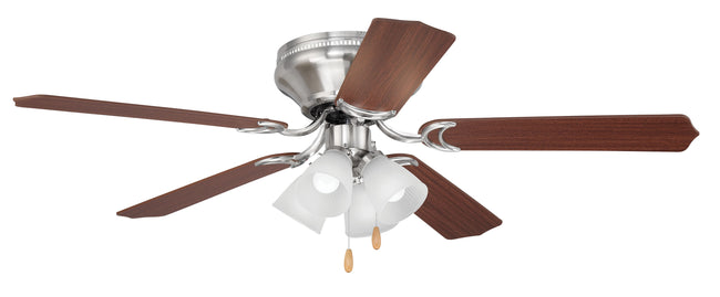 BRC52BNK5C - Brilliante 52" 5 Blade Ceiling Fan with Light Kit - Pull Chain - Brushed Polished Nicke