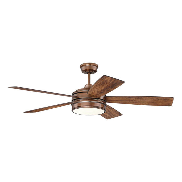 BRX52BCP5 - Braxton 52" 5 Blade Ceiling Fan with Light Kit - Remote & Wall Control - Brushed Copper