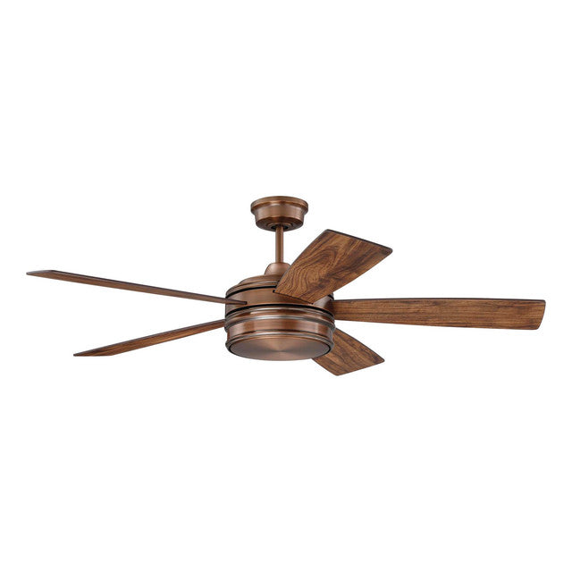 BRX52BCP5 - Braxton 52" 5 Blade Ceiling Fan with Light Kit - Remote & Wall Control - Brushed Copper