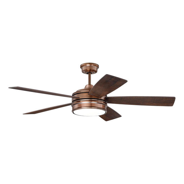BRX52BCP5 - Braxton 52" 5 Blade Ceiling Fan with Light Kit - Remote & Wall Control - Brushed Copper