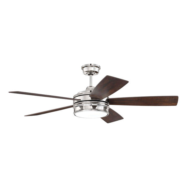 BRX52PLN5 - Braxton 52" 5 Blade Ceiling Fan with Light Kit - Remote & Wall Control - Polished Nickel