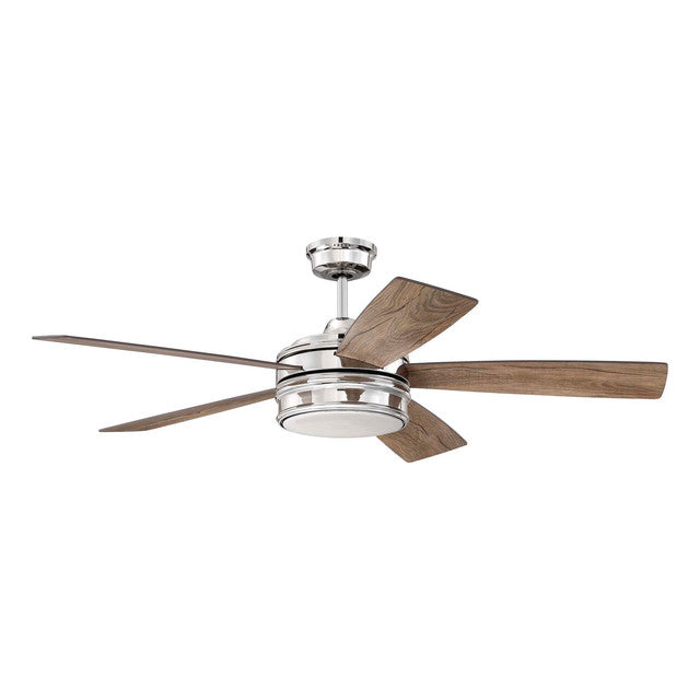 BRX52PLN5 - Braxton 52" 5 Blade Ceiling Fan with Light Kit - Remote & Wall Control - Polished Nickel