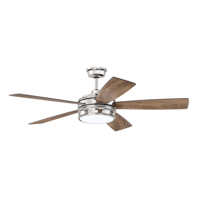 BRX52PLN5 - Braxton 52" 5 Blade Ceiling Fan with Light Kit - Remote & Wall Control - Polished Nickel