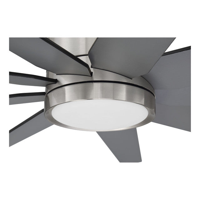 CHP60BNK9 - Champion 60" 9 Blade Ceiling Fan with Light Kit - Remote & Wall Control - Brushed Polish