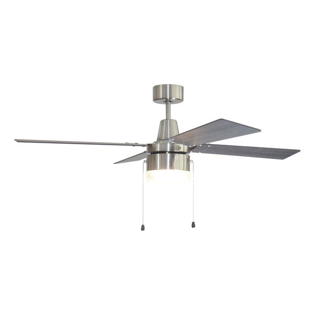 DAL48BNK4 - Dalton 48" 4 Blade Ceiling Fan with Light Kit - Pull Chain - Brushed Polished Nickel