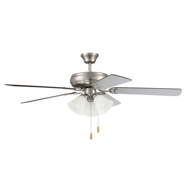 DCF52BNK5C3W - Decorator's Choice 52" 5 Blade Ceiling Fan with Light Kit - Pull Chain - Brushed Poli