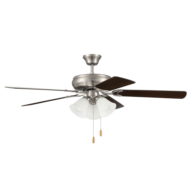 DCF52BNK5C3W - Decorator's Choice 52" 5 Blade Ceiling Fan with Light Kit - Pull Chain - Brushed Poli