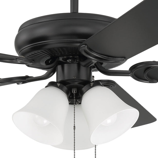 DCF52FB5C3W - Decorator's Choice 52" 5 Blade Ceiling Fan with Light Kit - Pull Chain - Flat Black