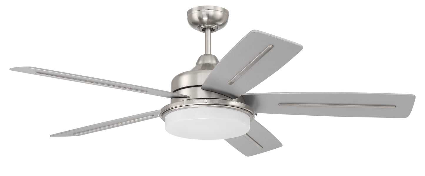 DRW54BNK5 - Drew 54" 5 Blade Ceiling Fan with Light Kit - Remote Control - Brushed Polished Nickel