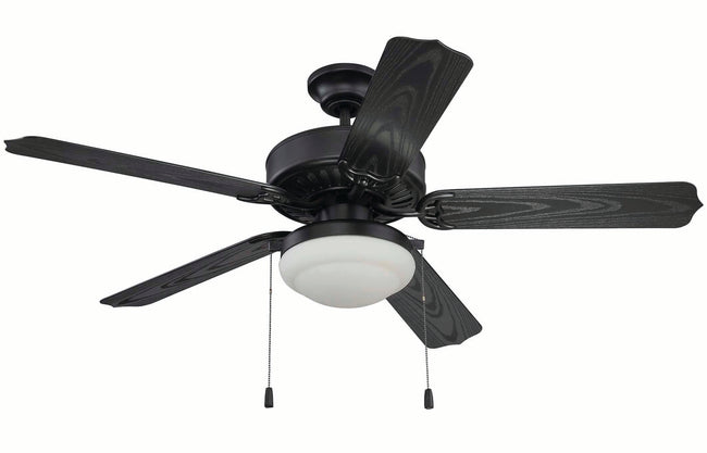 END52MBK5PC1 - Enduro Plastic 52" 5 Blade Indoor / Outdoor Ceiling Fan with Light Kit - Pull Chain -