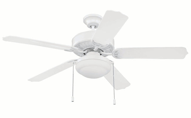 END52WW5PC1 - Enduro Plastic 52" 5 Blade Indoor / Outdoor Ceiling Fan with Light Kit - Pull Chain -