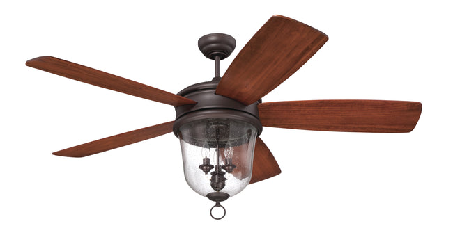 FB60OBG5 - Fredericksburg 60" 5 Blade Indoor / Outdoor Ceiling Fan with Light Kit - Remote & Wall Co