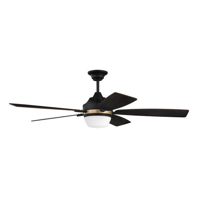 FRS52FBSB5 - Fresco 52" 5 Blade Ceiling Fan with Light Kit - Remote & Wall Control - Flat Black / Sa
